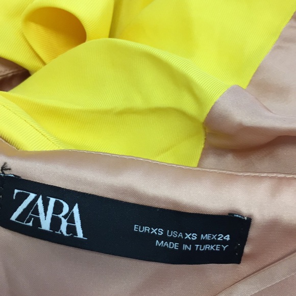 Zara Satin Effect Slit Yellow Nude Colorblock Slip Cami Midi Maxi Dress - Picture 15 of 15